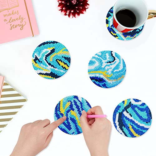 Diy 9pcs/set  Diamond Painting Coasters with Holder