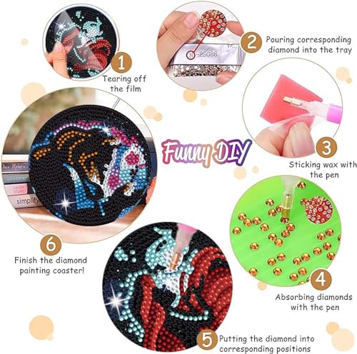 Diy 8pcs/set  Diamond Painting Coasters with Holder