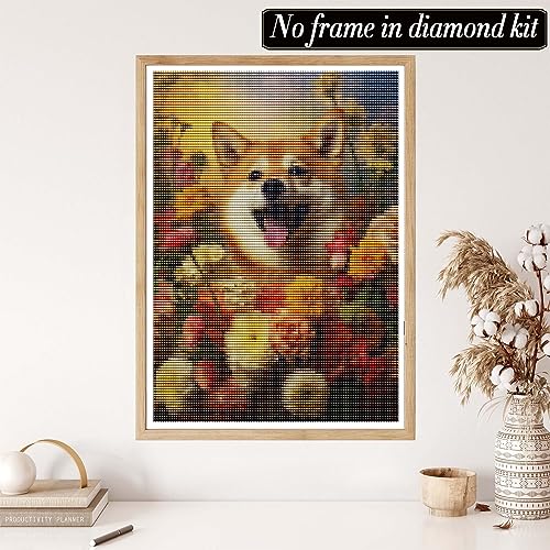 Dhiba Inu Dog And Flower | Diamond Painting