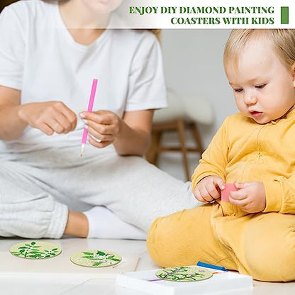 Diy 8pcs/set  Diamond Painting Coasters with Holder