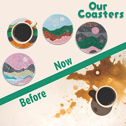 Diy 8pcs/set  Diamond Painting Coasters with Holder