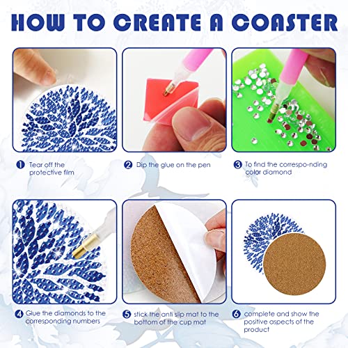 Diy 8pcs/set  Diamond Painting Coasters with Holder