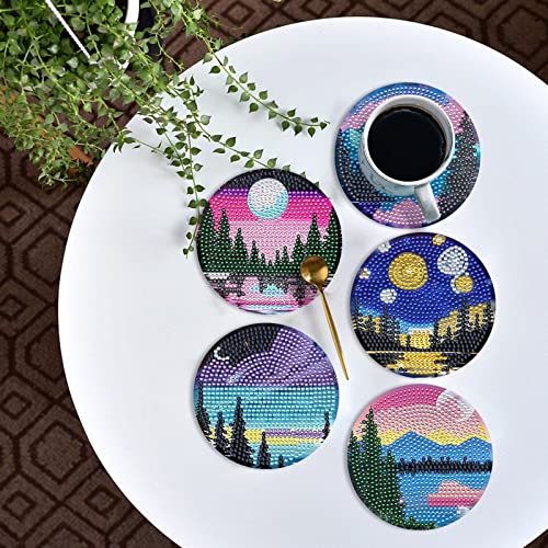 Diy 8pcs/set  Diamond Painting Coasters with Holder