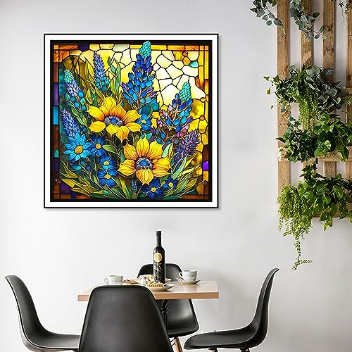 Glass Stained Sunflowers | Diamond Painting