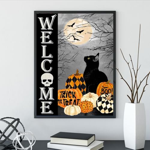 Pumpkin Black Cat Halloween | Diamond Painting