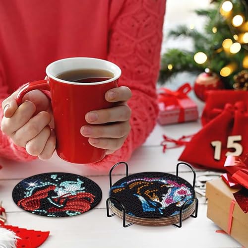 Diy 8pcs/set  Diamond Painting Coasters with Holder