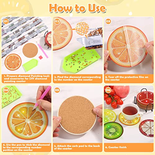 Diy 12pcs/set  Diamond Painting Coasters with Holder