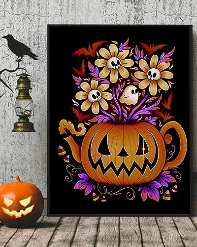 Halloween Pumpkin With Flower | Diamond Painting