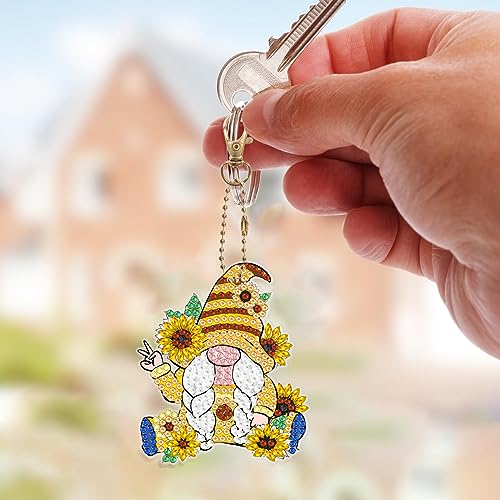 Diy 6pcs/set Flower     Cow Butterfly  Diamond Painting Keychain