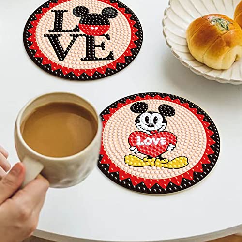 Diy 5pcs/set Cartoon  Diamond Painting Coasters with Holder