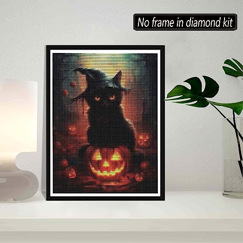 Pumpkin Black Midnight Cat Halloween | Diamond Painting