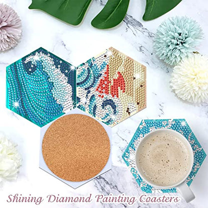 Diy 8pcs/set  Diamond Painting Coasters with Holder