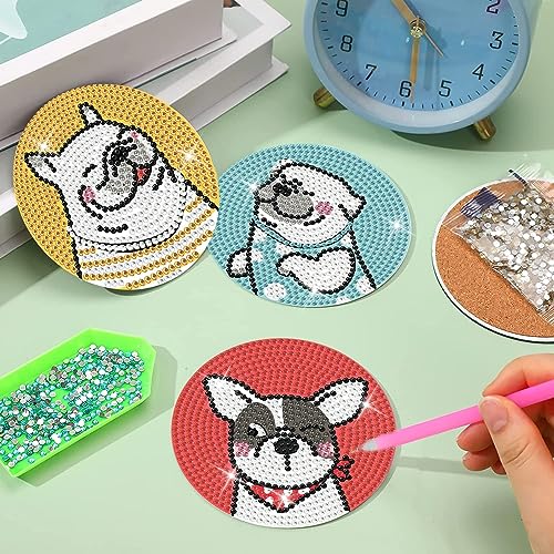 Diy 8Pcs  Diamond Painting Coasters with Holder