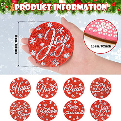 Diy 8pcs/set Christmas  Diamond Painting Coasters with Holder