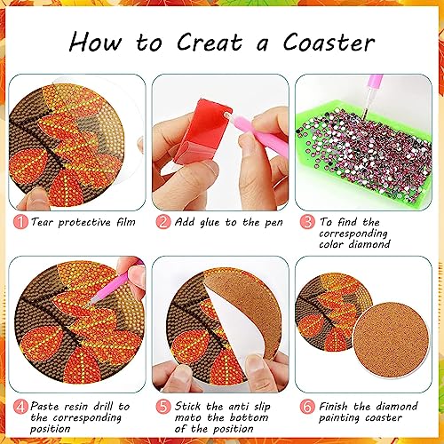 Diy 8pcs/set  Diamond Painting Coasters with Holder