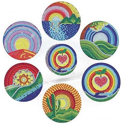 Diy 6pcs/set Flower  Diamond Painting Coasters with Holder
