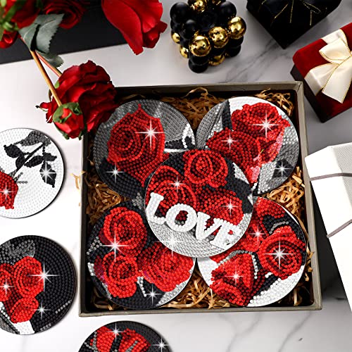 Diy 8pcs/set  Diamond Painting Coasters with Holder