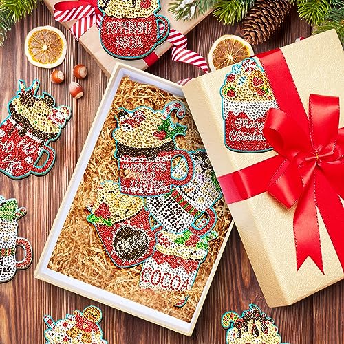 Diy 10pcs/set Christmas  Diamond Painting Coasters with Holder