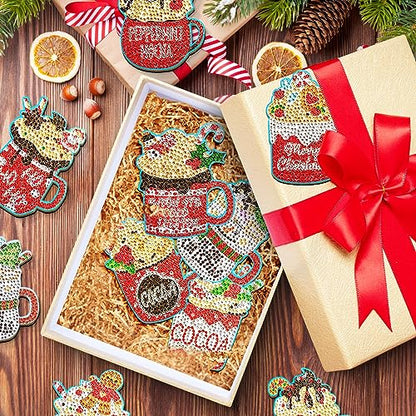 Diy 10pcs/set Christmas  Diamond Painting Coasters with Holder
