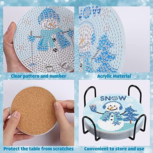 Diy 8pcs/set  Diamond Painting Coasters with Holder