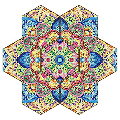 Diy 7pcs/set Mandala Flower  Diamond Painting Coasters with Holder