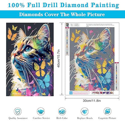 Midnight Cat with Butterfly | Diamond Painting