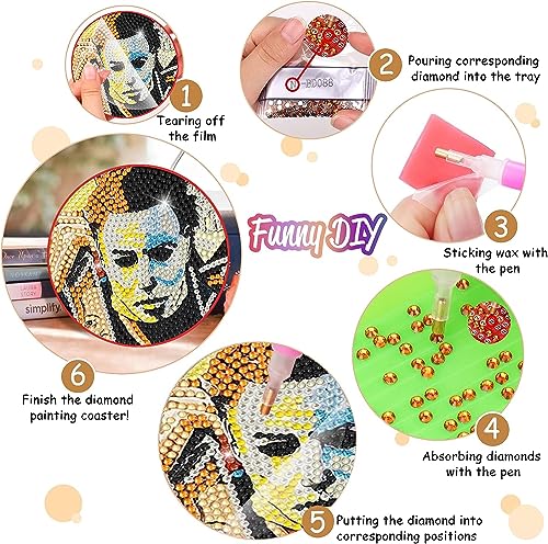 Diy 8pcs/set Halloween  Diamond Painting Coasters with Holder