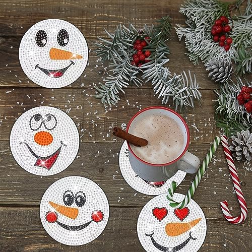 Diy 8pcs/set Christmas  Diamond Painting Coasters with Holder