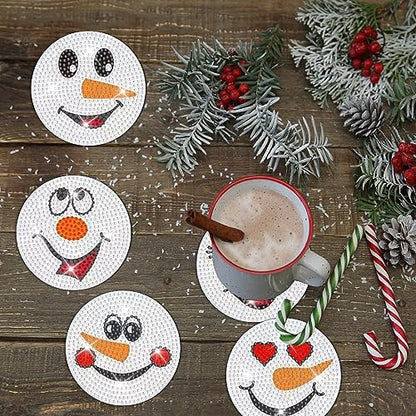 Diy 8pcs/set Christmas  Diamond Painting Coasters with Holder