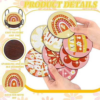 Diy 8pcs/set Butterfly  Diamond Painting Coasters with Holder