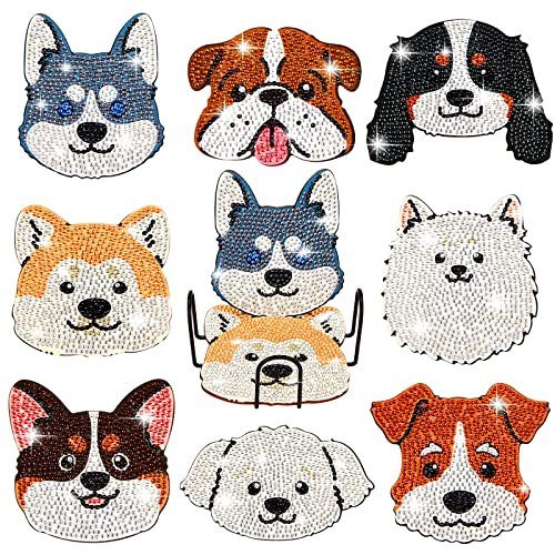 Diy 8pcs/set Dog  Diamond Painting Coasters with Holder