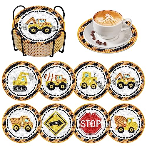 Diy 8pcs/set  Diamond Painting Coasters with Holder