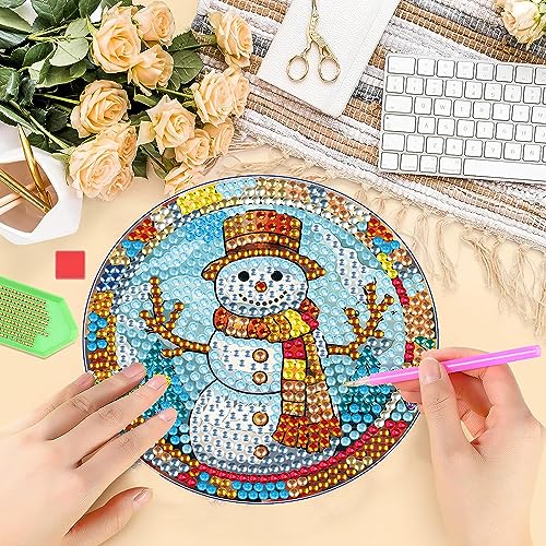 Diy 6pcs/set Christmas  Diamond Painting Coasters with Holder