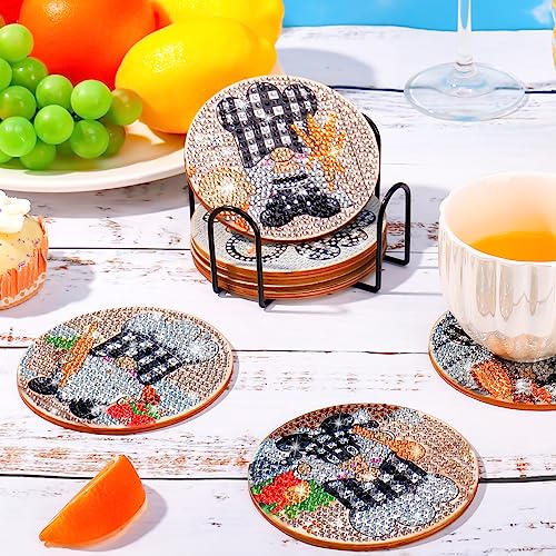 Diy 8pcs/set Gnome  Diamond Painting Coasters with Holder