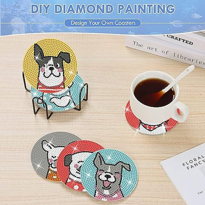 Diy 8Pcs  Diamond Painting Coasters with Holder