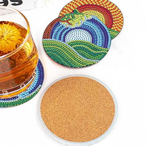 Diy 6pcs/set Flower  Diamond Painting Coasters with Holder