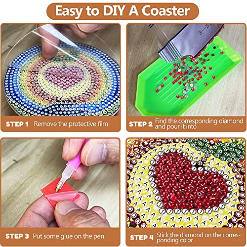 Diy 6pcs/set  Diamond Painting Coasters with Holder