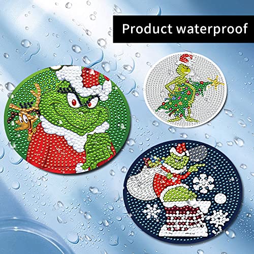 Diy 10pcs/set Christmas  Diamond Painting Coasters with Holder