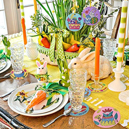 Diy 8pcs/set Easter  Diamond Painting Coasters with Holder