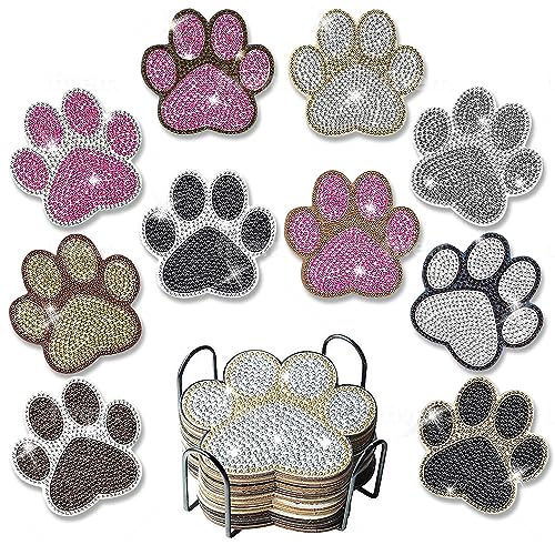 Diy 10pcs/set Dog  Diamond Painting Coasters with Holder