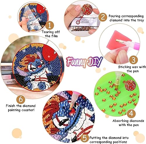 Diy 8pcs/set Halloween  Diamond Painting Coasters with Holder