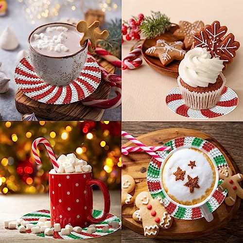 Diy 8pcs/set Christmas  Diamond Painting Coasters with Holder