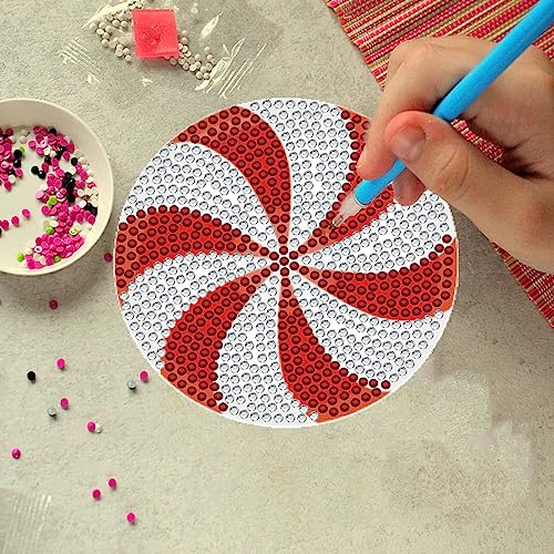 Diy 8pcs/set Christmas  Diamond Painting Coasters with Holder