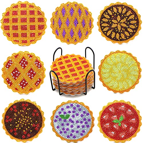 Diy 8pcs/set Mandala  Diamond Painting Coasters with Holder