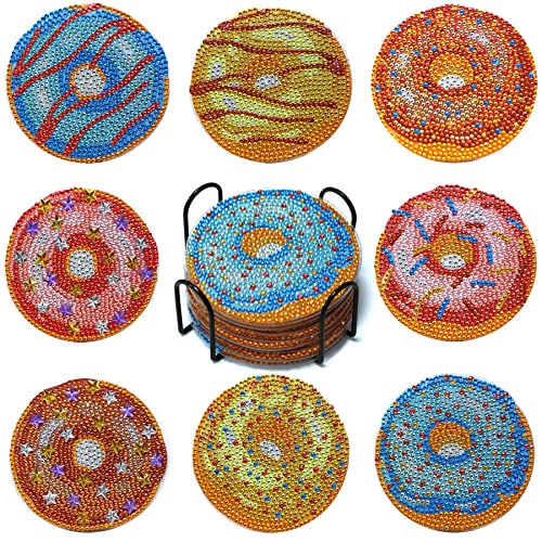 Diy 8pcs/set  Diamond Painting Coasters with Holder