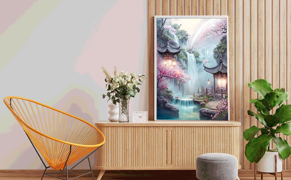 Waterfall And Flower | Diamond Painting