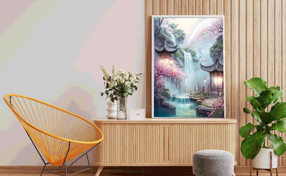 Waterfall And Flower | Diamond Painting