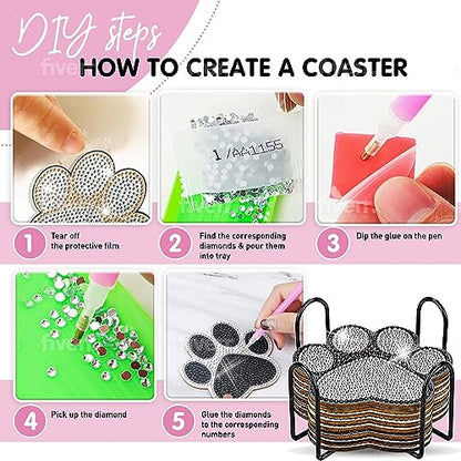 Diy 10pcs/set Dog  Diamond Painting Coasters with Holder