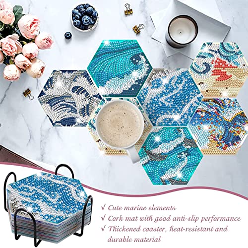 Diy 8pcs/set  Diamond Painting Coasters with Holder