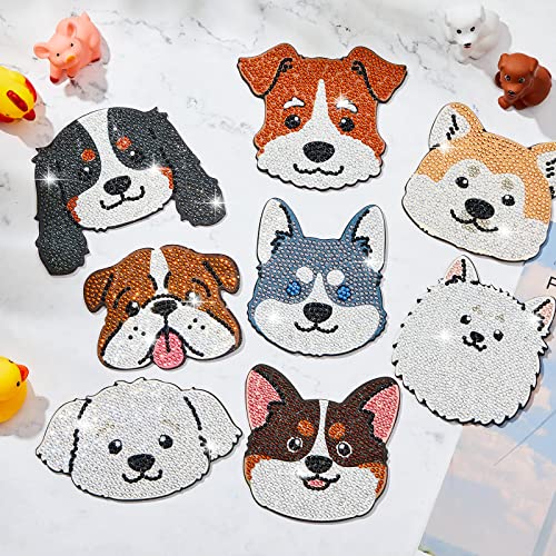 Diy 8pcs/set Dog  Diamond Painting Coasters with Holder